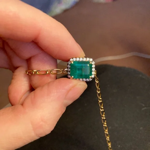 3.19 Carat Natural Emerald 14k diamond charm *CHARM ONLY* - Picture 5 of 16